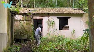 A homeless man renovates an old abandoned house to survive alone in the forest