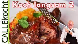 Geschmorte Schweinebacke mit Kartoffeln und Pilzen! Bestes vom Iberico
