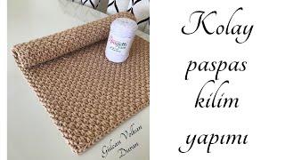 Penye İpten Tığ İşi Örgü Kolay Paspas - Kilim Tarifi - ( Model Kazayağı)