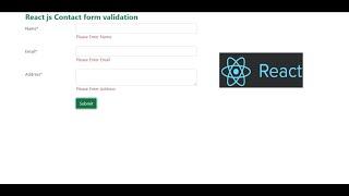 React js Contact form validation