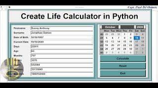 How to Create Life Calculator Using Date Picker Calendar in Python