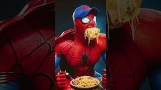 Spider-Man eating Spaghetti #aifilter #spiderman #aiart  #spaghetti