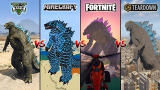 GTA 5 Godzilla vs Minecraft Godzilla vs Fortnite Godzilla vs Teardown - WHO IS BEST?