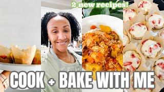 COOK + BAKE WITH ME | NEW SLOW COOKER RECIPES | BAKE WITH ME  STRAWBERRY WHITE CHOCOLATE CHIP MUFFIN