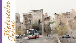 Thursday Speed Up Demos: Spain Without Light (Watercolor Cityscape)