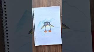 Drawing a Cute Penguin with Colored Pencils for kids #PaintingForKids #EasyArt #CreativeKids