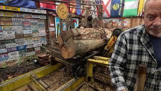 Sawing the last two black locust logs for Eddies porch # 720