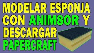 Modelar una esponja Mortimer con Anim8or y descargar Papercraft PDF y PDO Pepakura Props