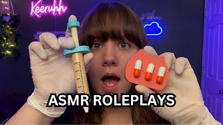 3 FAST ASMR ROLEPLAYS IN 15 MINUTES (Cranial, Haircut, Eye Exam) - Compilation