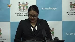 Minister for Education, Heritage & Arts, holds a press conference on the re-opening of Schools
