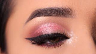 Pink sparkly Eyeshadow Look || No cut crease eye Makeup || Shilpa