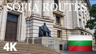 Sofia, Bulgaria Summer Heatwave Walk. National Library to Serdika Center Mall. 4K 60 FPS