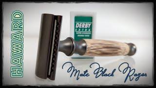 HAWARD Matte black razor с лезвием Derby Extra