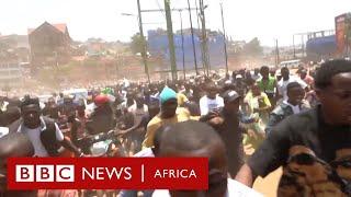 Moment deadly explosions hit M23 rally in Bukavu - BBC Africa