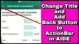 Change Title and add Back button on Action Bar in AIDE