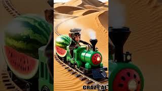 Monkey Takes Over a Watermelon Train  | Comedy Gold! || #shorts #viralvideo  #funny #crazyai