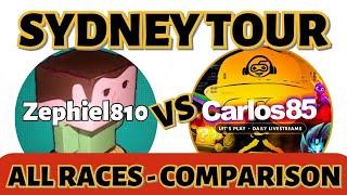 THE BIG COMPARISON | @Zephiel810 vs. Carlos85 - Mario Kart Tour (SYDNEY TOUR) | All 36 Races #Frenzy