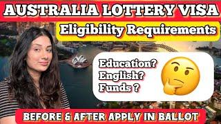 Australia lottery visa eligibility requirements || Australia work & holiday Visa 2024 for India