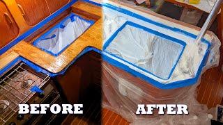 Pouring Our Epoxy MARBLE COUNTERTOP! - Sailing Turtle