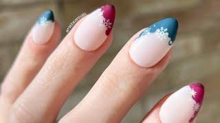 Winter French Tip Nail Design  | Maniology Stamping Nail Art