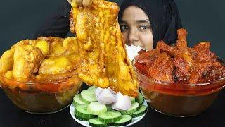 Huge Huge Huge Spicy Oily Mutton Fat Curry, Chicken Curry With Rice, Salad+Onion, Big Bite, Mukbang