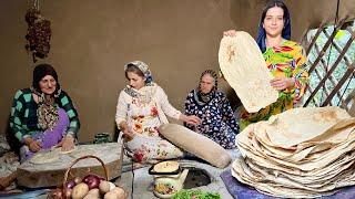 Daily Village Life in Iran | Baking Thin Breads & Cooking Dill Rice with Fish