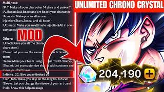 UNLIMITED CHRONO CRYSTALS HACK | MOD MENU | INFINITE CC MOD | DRAGON BALL LEGENDS HACK