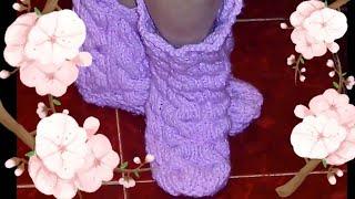 HOW TO KNIT HOME BOOTS  \  CÓMO TEJER BOTAS PARA CASA  \  COMMENT TRICOTER DES BOTTES MAISON