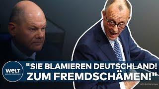 FRIEDRICH MERZ: "Sie blamieren Deutschland! Zum Fremdschämen!" Heftige Attacke gegen Olaf Scholz!