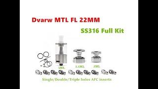 SS316 Dvarw MTL FL 22MM Facelift style RTA Tank Atomizer Full Kit