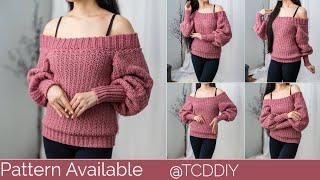 How to Crochet: Off the Shoulder Sweater | Pattern & Tutorial DIY