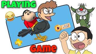 Shinchan And Nobita Play Shinchan Games And Doraemon Drawing Challenge Game  | Very Funny 