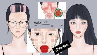 [ASMR Animation] I tried the weird Tiktok makeup hacks / LULUPANG