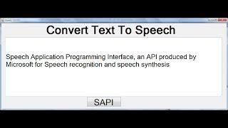 Visual Basic.Net Absolute Beginners Tutorial of How to Convert Text to Speech Using Sapi