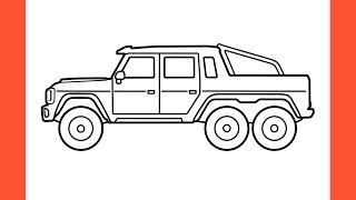 How to draw a MERCEDES G63 AMG 6x6 BRABUS easy / drawing truck mercedes pickup step by step