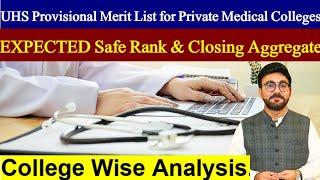 UHS Provisional Merit List 2024-25 | Safe Rank & Closing Aggregate for Private Medical Colleges