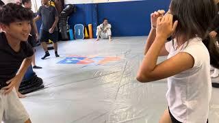 Mixed wrestling girl wrestles boy and wins with a tap out bbj fight