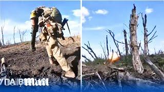 Ukraine's International Legion storm Russian trench with heavy gunfire forcing enemy troops to flee