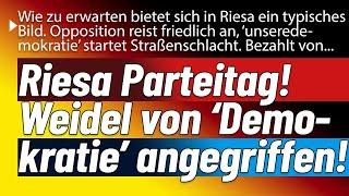 Parteitag. Chaoten greifen Weidel an, BKA, Hundestaffel, Hubschrauber, Räumpanzer. Sachsen ist blau!