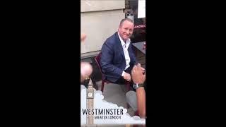 Moment Mike Ashley is ambushed outside London coffee shop by enraged Magpies fan