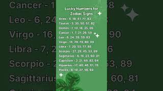 Lucky Numbers for Zodiac Signs #astrology #zodiac
