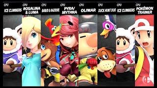 Ice Climbers VS Rosalina VS Banjo kazooie VS Pyra Mythra VS Olimar VS Duck Hunt VS Pokémon Trainer