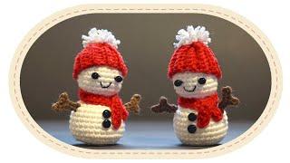 Вязаный снеговик амигуруми. Crochet snowman amigurumi.