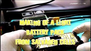 making of a lights battery pack from salvaged cells 2s3p