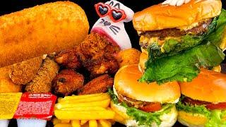 A huge Cheeseburger and Chicken Set Mukbang | REALMOUTH's ASMR Eating Show (SUB)
