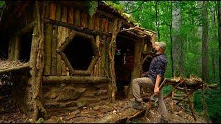 Building a Hobbit house from start to finish - 10 days Accelerated primitive shelter- Snow and Rain