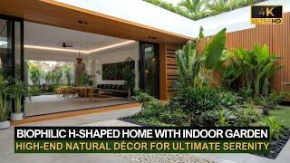 Biophilic H-Shaped Home with Private Indoor Garden & High-End Natural Décor for Ultimate Serenity