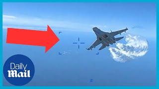 Moment Russian fighter jet crashes into US Reaper drone at Black sea