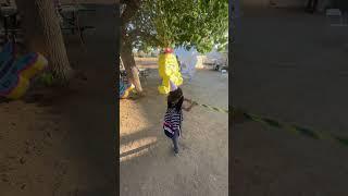 Pia is proving how strong she is hitting the piñata #fun #kids #candy #pinata
