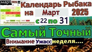 Лунный календарь клева рыбы на Март 2025 Прогноз клева на эту неделю с 22 по 31 марта